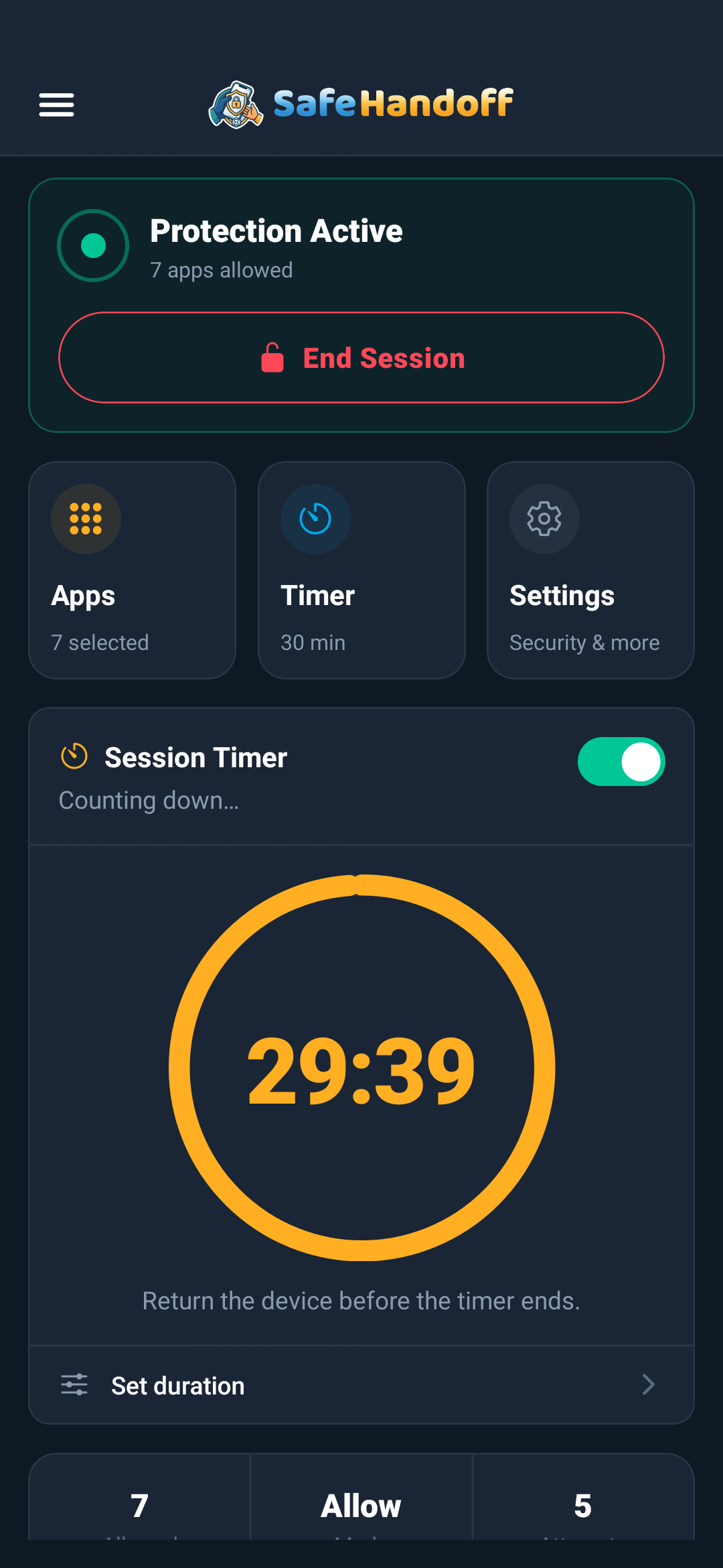 SafeHandoff — Protection active